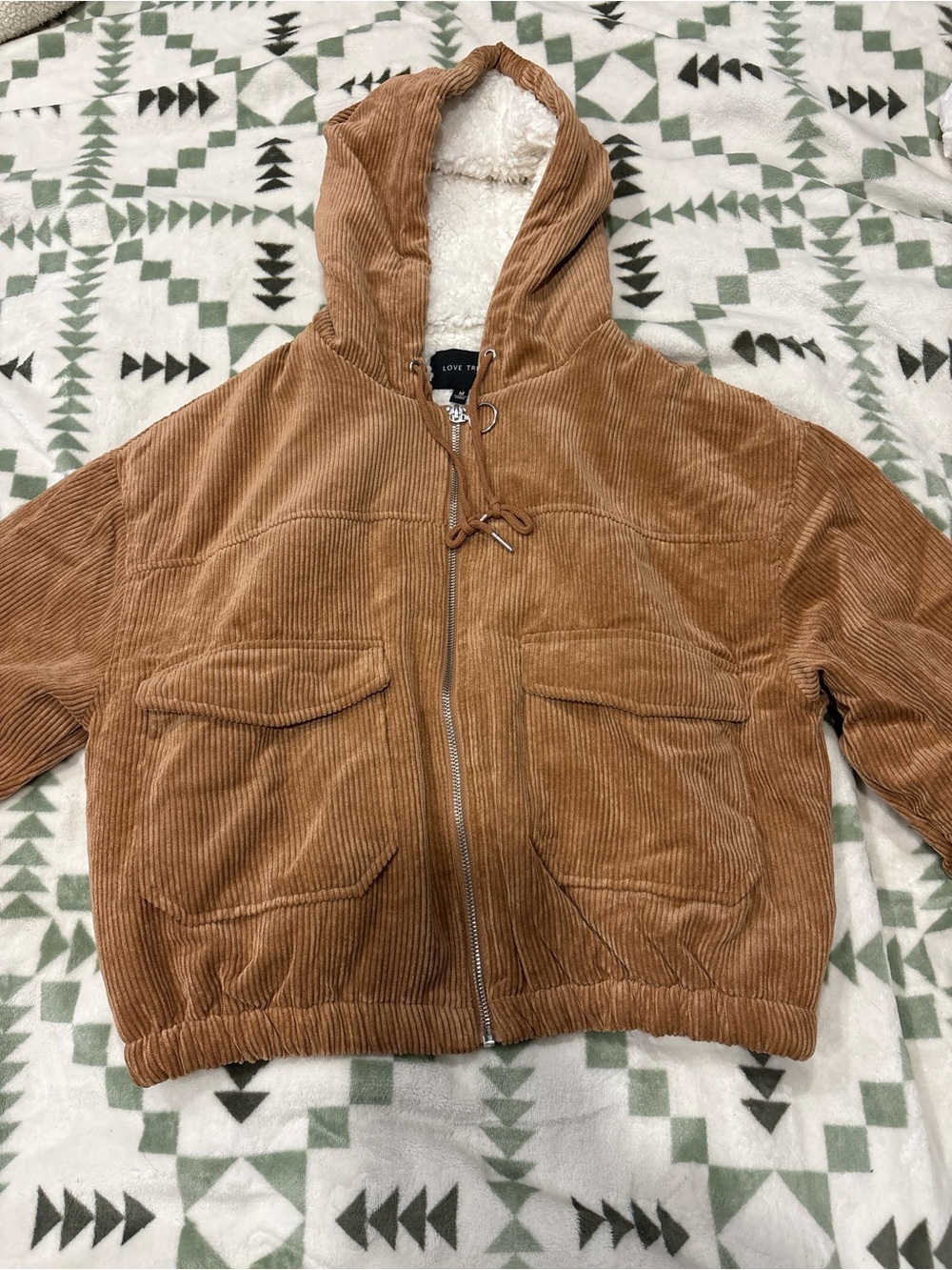 Love Tree women Corduroy Hooded Jacket in Tan